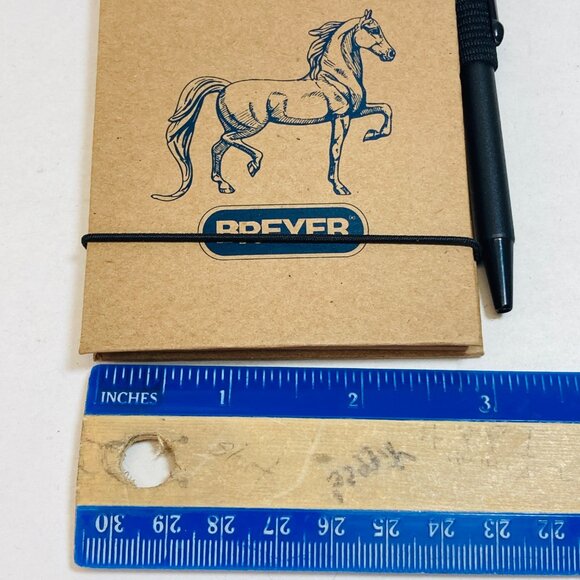 Breyer Spiral Notebook With Pen 4" x 6" Navy Tan Eco-Friendly Recycled Paper new - Picture 6 of 7